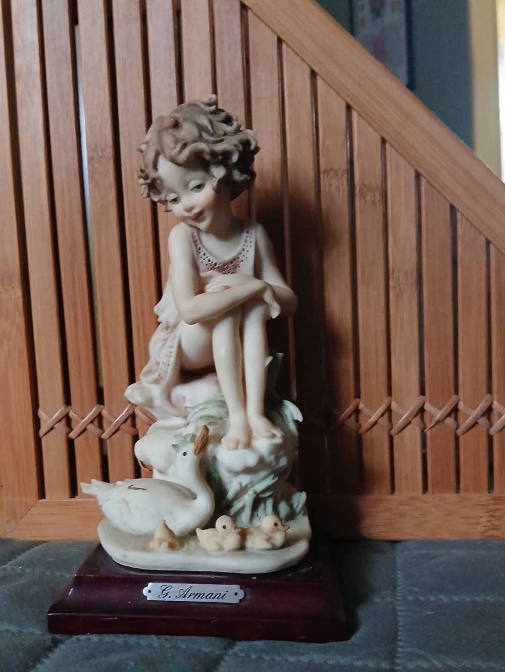 Giorgio Armani Figurine of Seated Girl with Ducks - Cream, Pink, Brown
